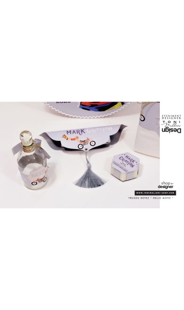 Trusou de botez pentru baieti brodat cu motociclete, Micul motociclist 15